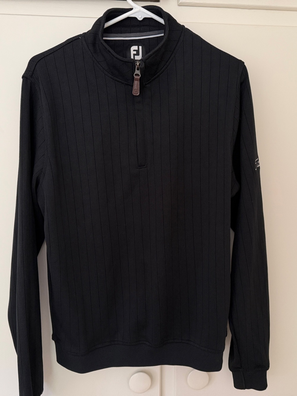 FootJoy Black Ribbed Quarter-Zip Pullover Sweater